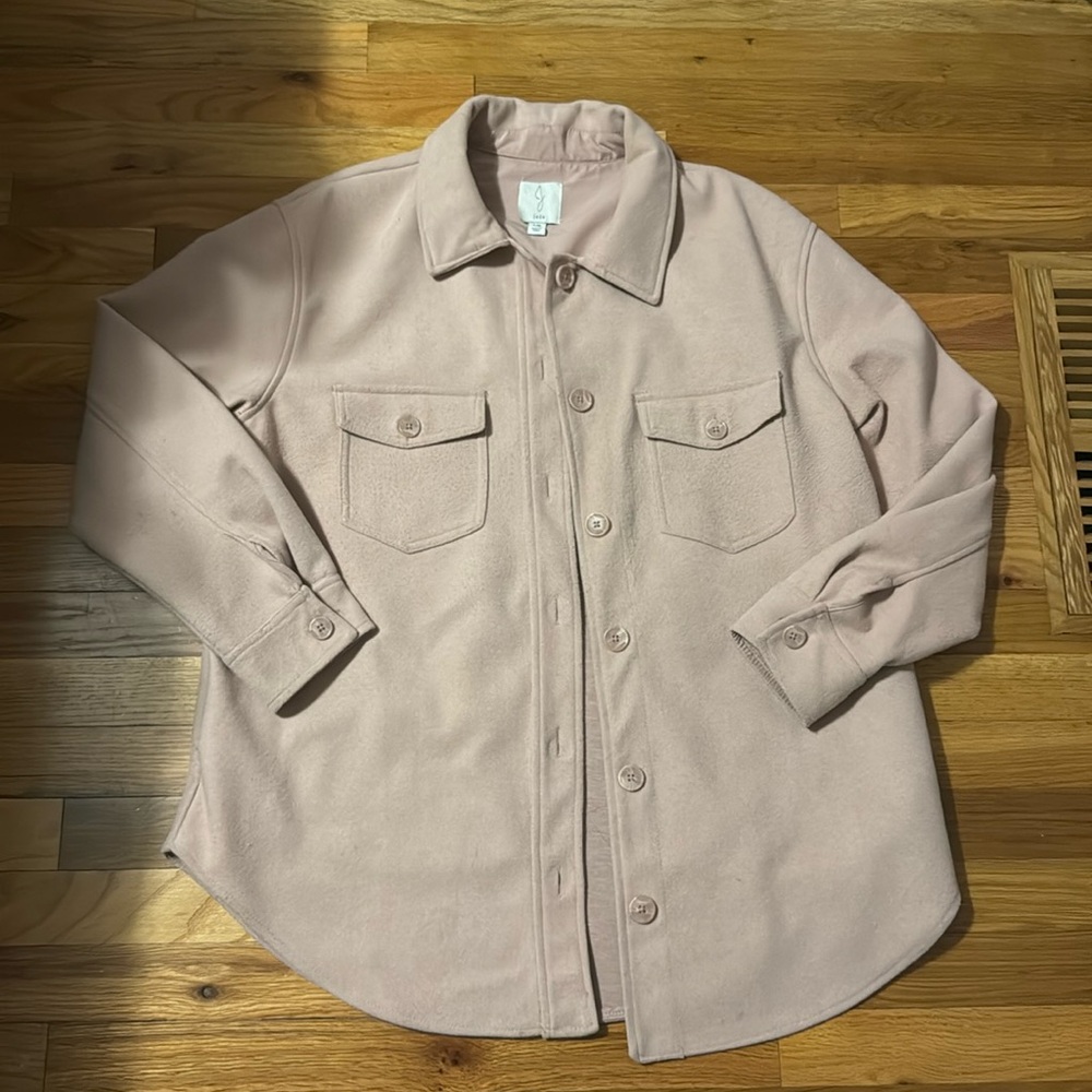 Blush pink button up jacket